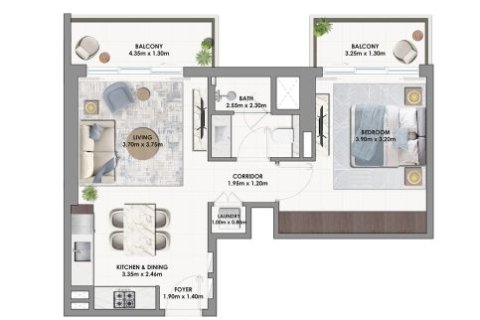Квартира с 1 спальней в EMAAR South, ОАЭ №170440 12